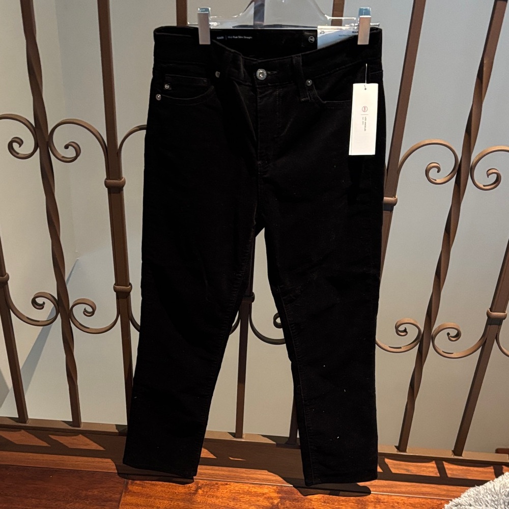 AG Adriano Goldschmied Jet Black Straight Leg Pants